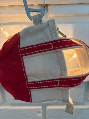 L.L. Bean Red and Natural Canvas Key & Card Holder